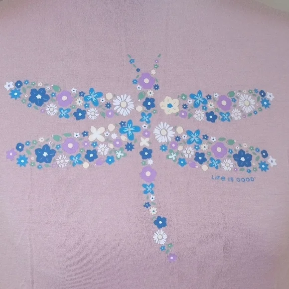 Life Is Good Dragonfly Pink and Blue Pajama Set Size Medium - Picture 5 of 9